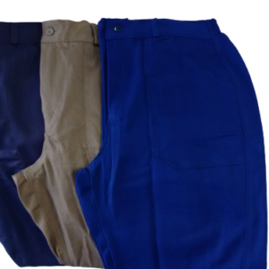 Calça Brim Pesado Meio Elástico Com botão e Ziper