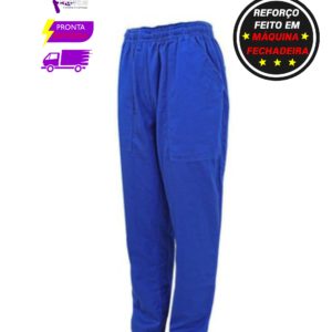 Calça Brim Pesado Meio Elástico Com botão e Ziper